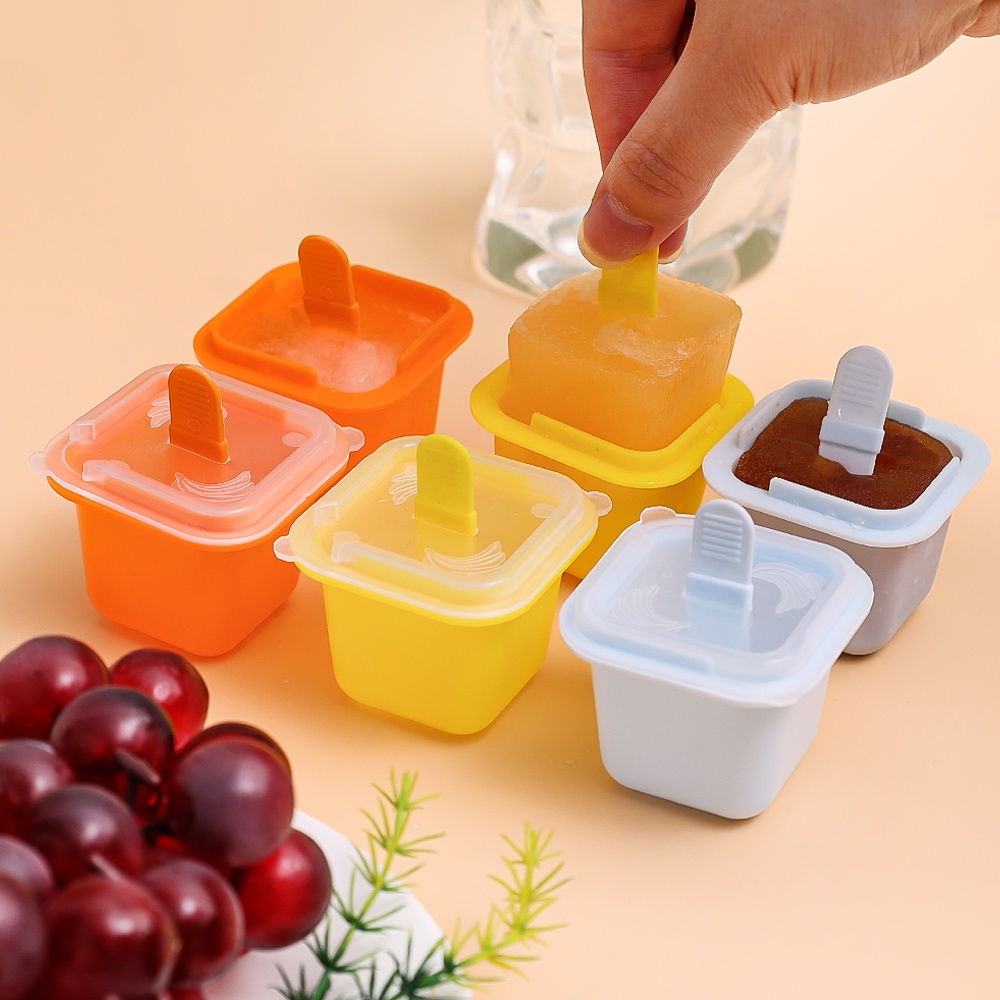 1 Pc Persegi DIY Cetakan Es Batu/Reusable Soft Bottom Popsicle Moulds Dengan Tongkat Buatan Sendiri Cetakan Pembekuan Makanan Aksesoris Dapur