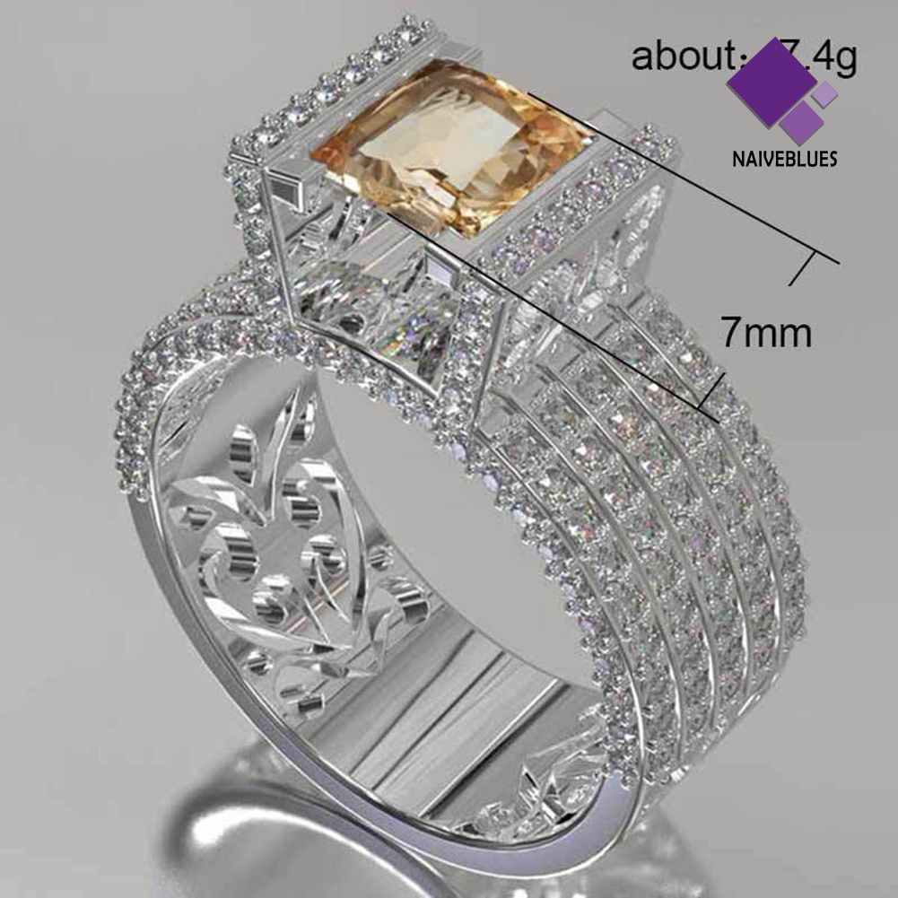 &lt; Naiveblues &gt; Fashion Wanita Berongga Kerawang Zirkon Berlian Imitasi Jari Cincin Pengantin Hadiah