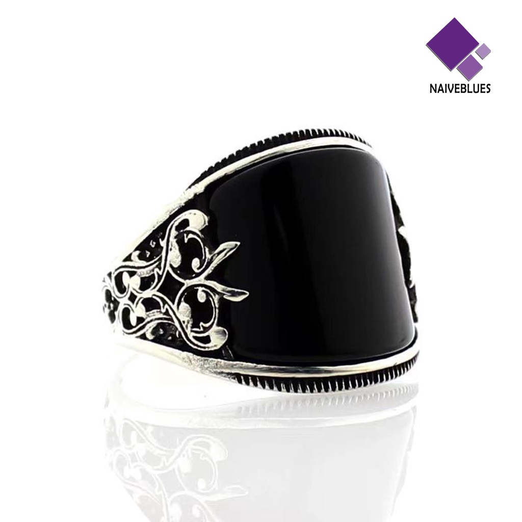 &lt; Naiveblues &gt; Cincin Couple Motif Ukir Bentuk U Pria Wanita Panjang Semua Pertandingan Gaya Ring Pacaran