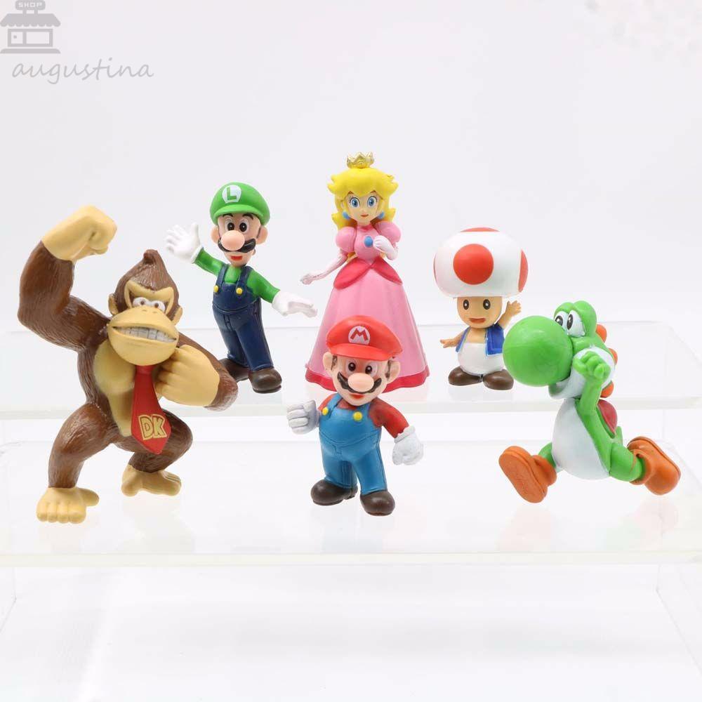 Patung Aksi Agustina Mainan Anak Lucu Model Koleksi Jamur Dekorasi Desktop Hiasan Rumah Model Anime Super Mario Bros