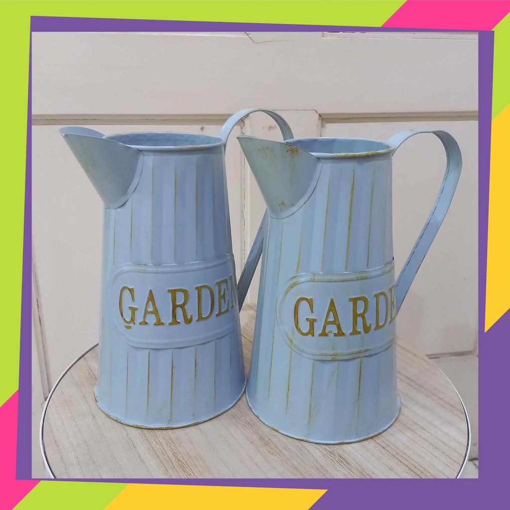 1867 / Pot bunga teko kaleng dekorasi / Vas bunga hias tanaman artificial