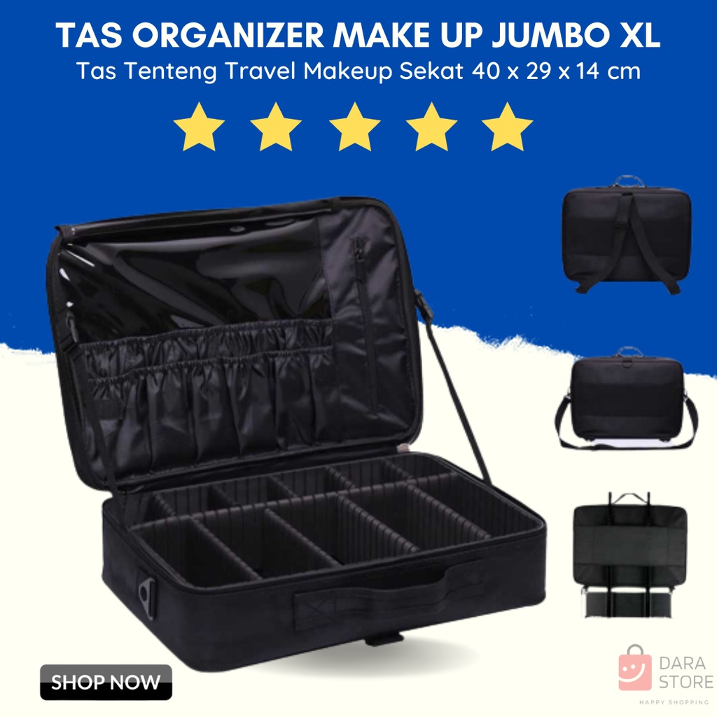 Tas Kosmetik Make Up Travel Organizer Bag Wanita Besar Jumbo Sekat Muat Banyak