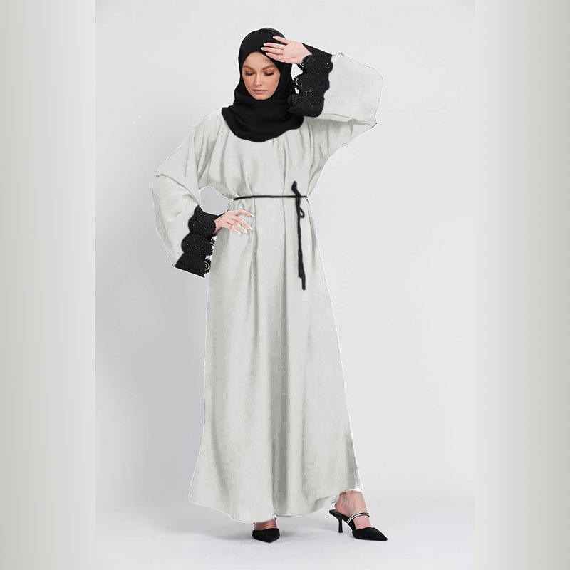 Gamis Luxury Abaya Hitam Renda Abaya Arab kekinian Fashion Wanita - Hitam, S