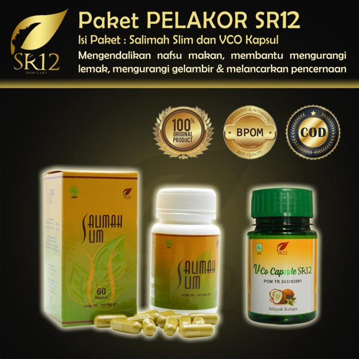 Paket PELAKOR BPOM / Diet Pelangsing Herbal Alami VCO & Salimah SR12