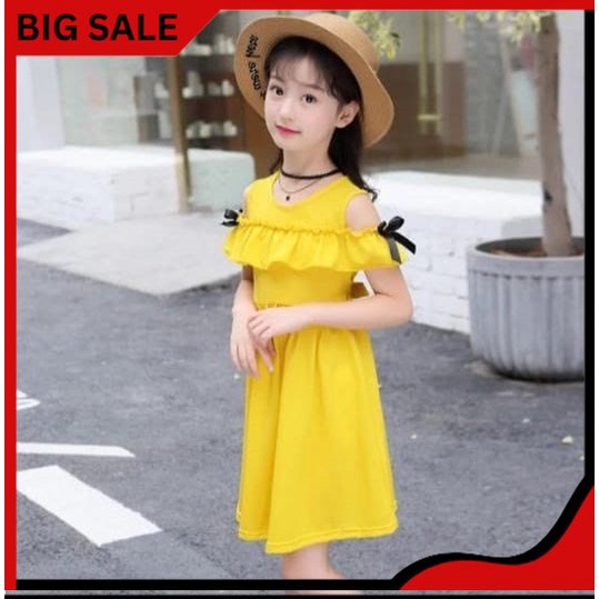 Fashion Anak - Midi Dress anak perempuan usia 5 6 7 8 tahun / Dres import terbaru / Gaun pesta kunin