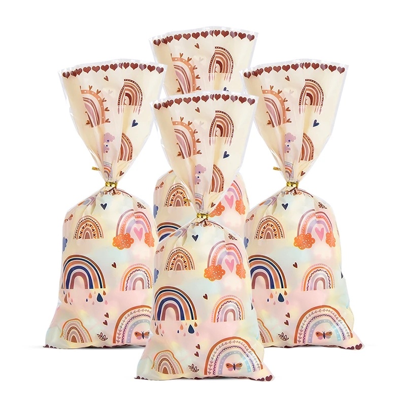 50pcs Kantong Plastik Motif Pelangi Kartun/Tas Paket Permen Cookies Kado
