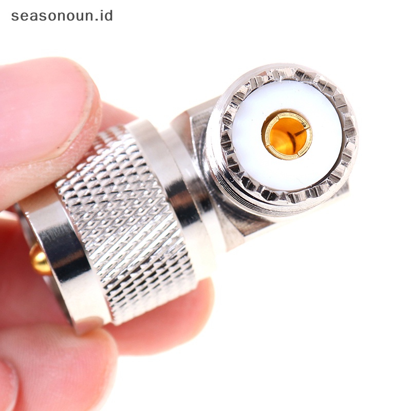 Seasonoun UHF SO-239 Female to UHF PL-259 Male Right Angle Konektor RF 90derajat.