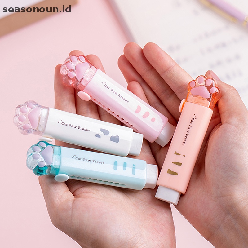 Seasonoun Kawaii cat claw Pencil Eraser Dorong Tarik Eraser Gambar Profesional Paing Potong.