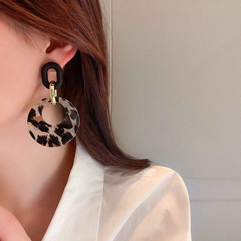 Tidak Teratur Garis Hitam Putih Akrilik Drop Earrings Untuk Wanita Vintage Hiperbole Kepribadian Menjuntai Anting Perhiasan