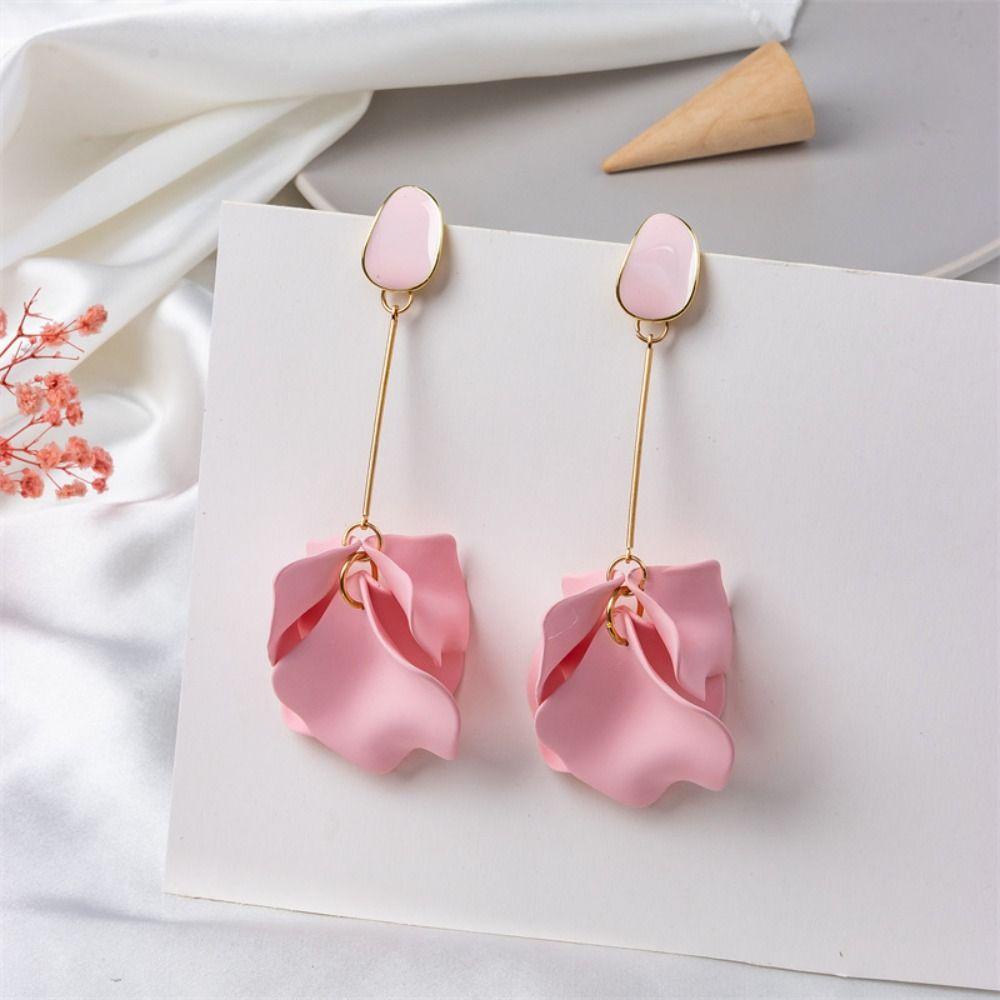 Mxbeauty Korea Anting Pesta Pernikahan Elegan Bunga Liontin Rumbai Indah Aksesoris Telinga Romantis Kelopak Drop Earrings