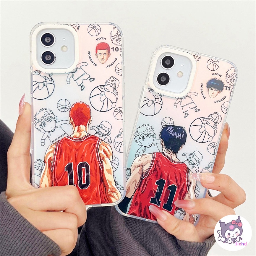 IPHONE Kompatibel Untuk Iphone11 14 13 12 Pro Max8 7Plus X Xs Xr Xs Max SE 2020 Mode Tinggi Kartun Slam Dunk Perlindungan Lensa Gradien Laser Casing Ponsel Lembut TPU Anti Jatuh Cover XJJJJ