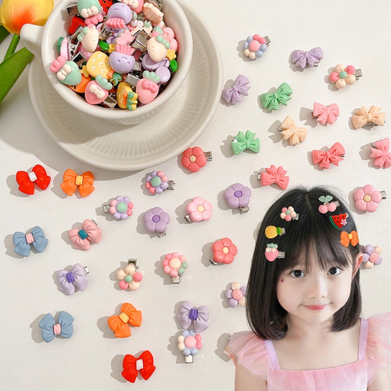 10pcs/set Sweet Mini Bunga Buah Sayuran Bentuk Hair Clip/Hewan Lucu Busur BB Jepit Rambut Gadis Hiasan Kepala