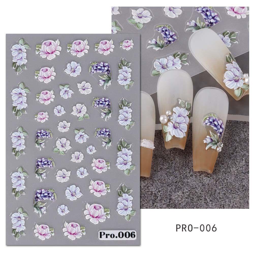 Needway   Stiker Kuku Bunga Retro Vintage Camellia 3D Relief Musim Semi Musim Panas Self Adhesive Nail Dekorasi