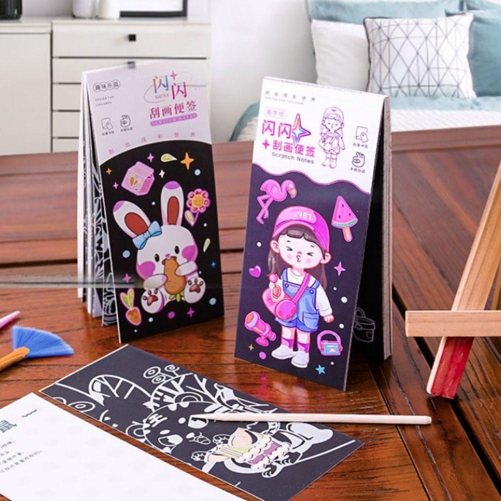 Lanfy Buku Lukis Goresan Portable Seni Kartun Gambar Kertas Kegiatan Pesta Tk Dewasa Magic Scratch Book