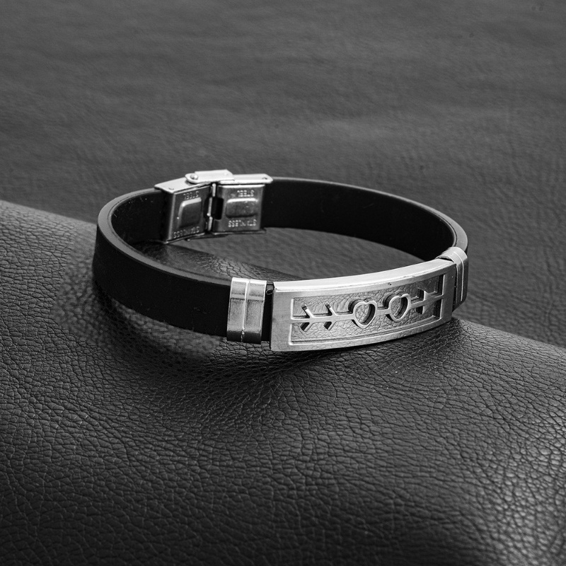 Z H Perhiasan Vintage Hip Hop Rock Stainless Steel Cinta Gelang Silikon Untuk Pria Dan Wanita Fashion Pasangan Gelang Hip Hop Pesta Perhiasan Aksesoris