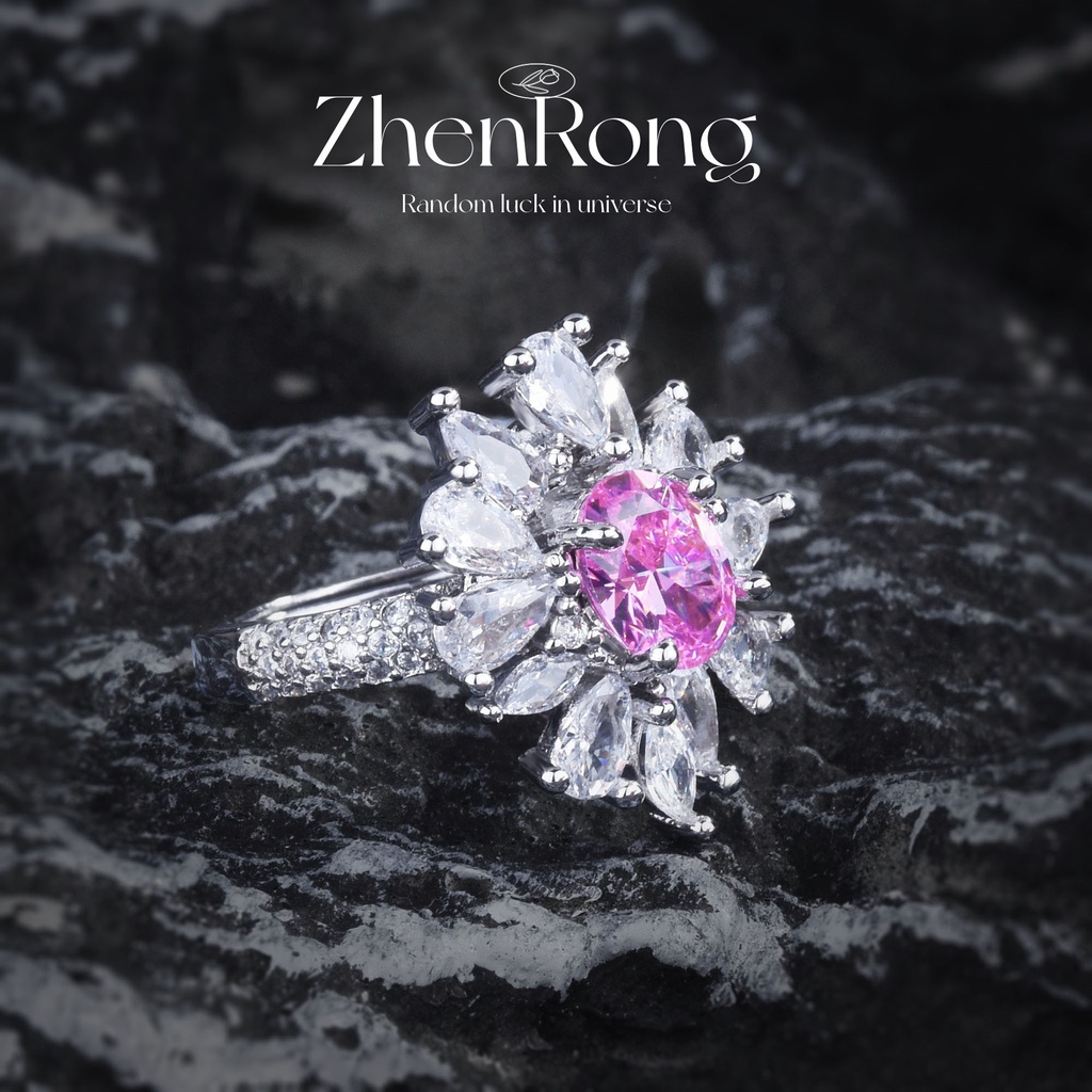 Goldkingdom Aksesoris Perhiasan Fashion Ready Stock Cincin Super Berkilau Mewah Dan Briliant Asche Berlian Kuning Argyle Berlian Pink Perempuan