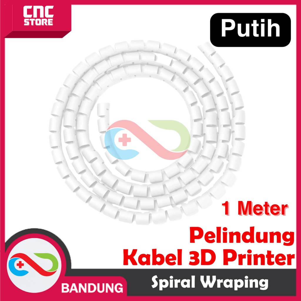 KABEL SPIRAL WRAPING PELINDUNG KABEL 8MM 3D PRINTER CNC PER 1 METER WHITE