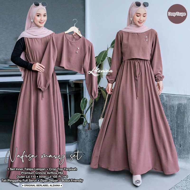 NAFISA Maxy Set 2in1 ORI ALZAINA | Busui, inner outer rok