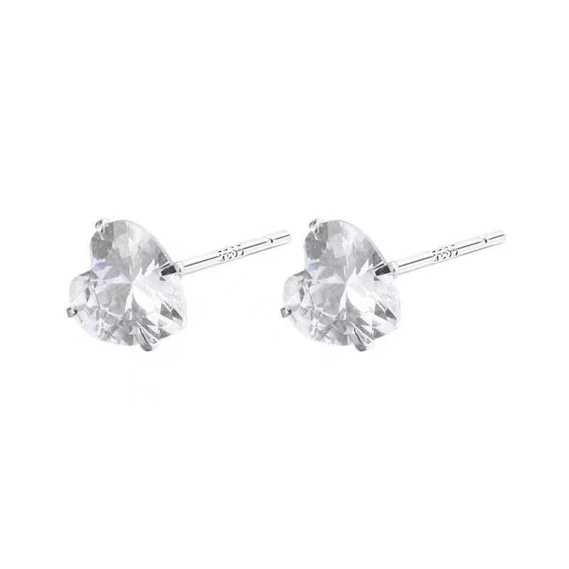 6 Pcs/LOT S999 Sterling Silver Hati Zirkon Stud Anting Tindik Telinga Ear Sticks Perhiasan Aksesori