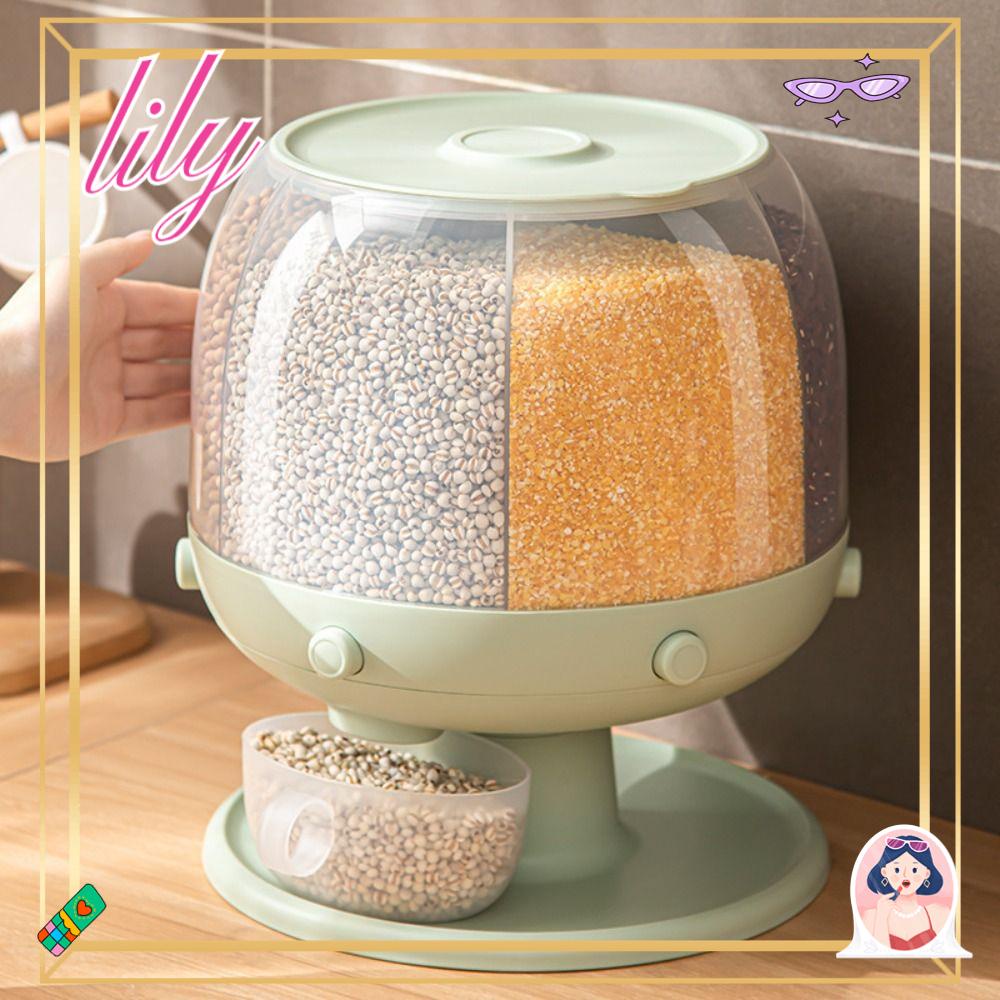 Lily Grain Dispenser Utility Container Tempat Penyimpanan Dapur Makanan Kering