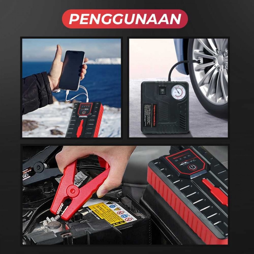 Power Bank Jumper Aki Accu 12V Pompa Ban Elektrik USB 6000mAh