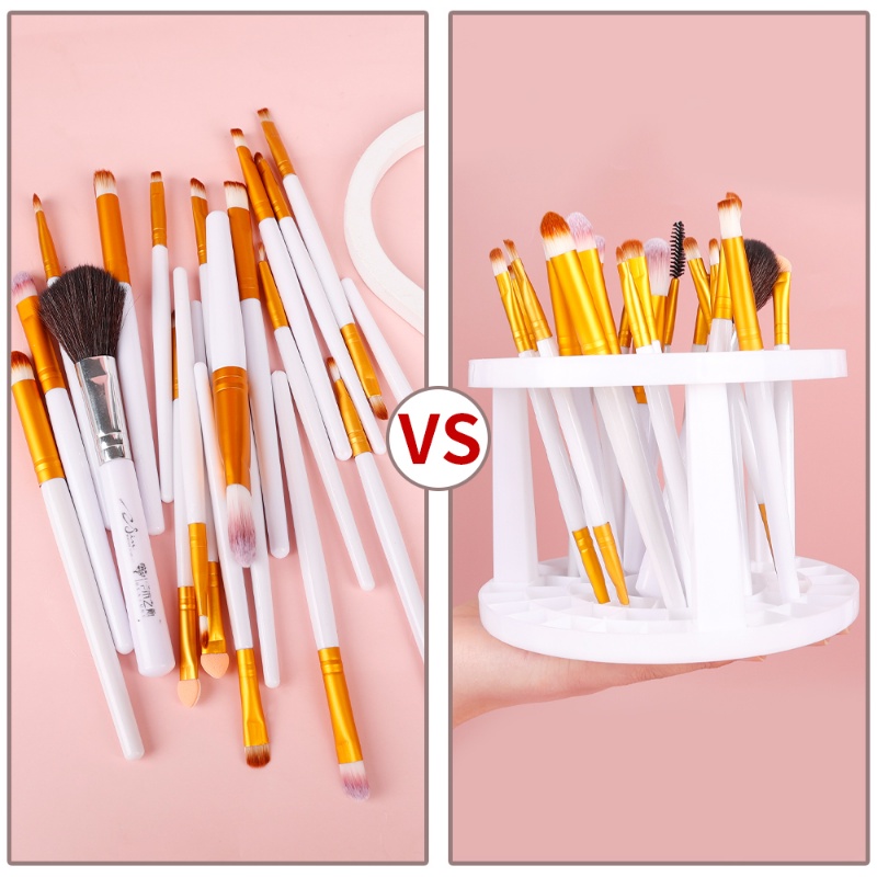 Collapsible Brush Drying Rack Large Capacity Cosmetic Brush Holder Rak Penyisipan Gigi Berpori Penyimpanan Kosmetik Rak Berdiri Kering Udara Multifungsi Makeup Brushes Storage