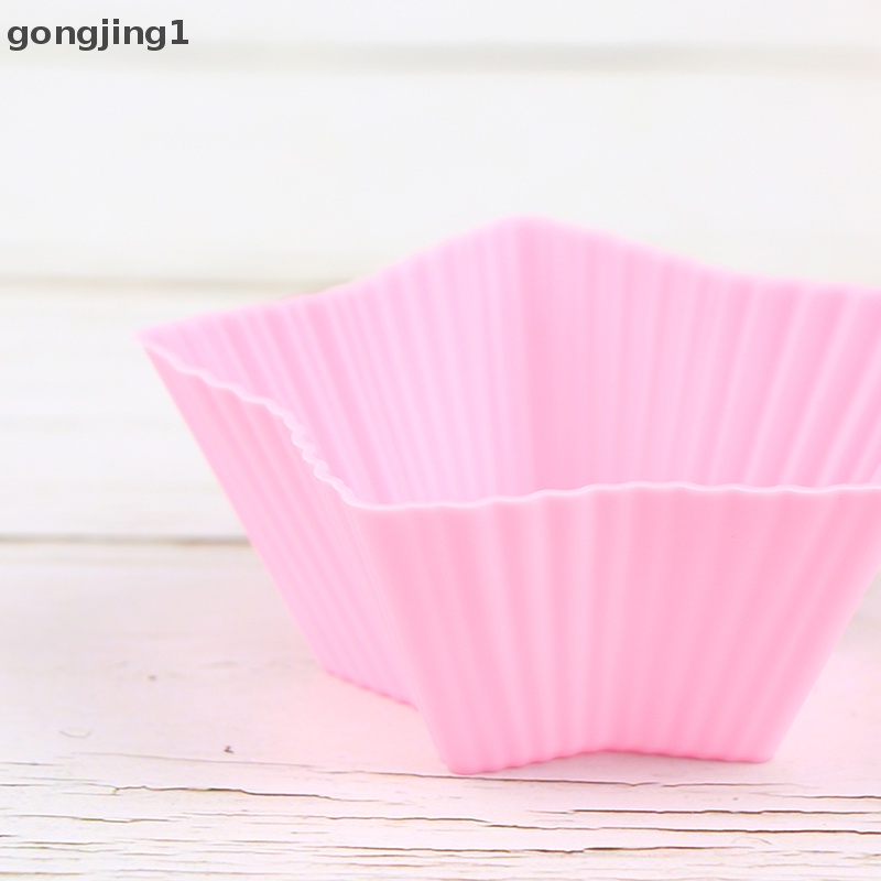 Ggg 10Pcs Bentuk Bintang Silikon Kue Cup Cake Alat Bakeware Cetakan Kue Aksesoris ID