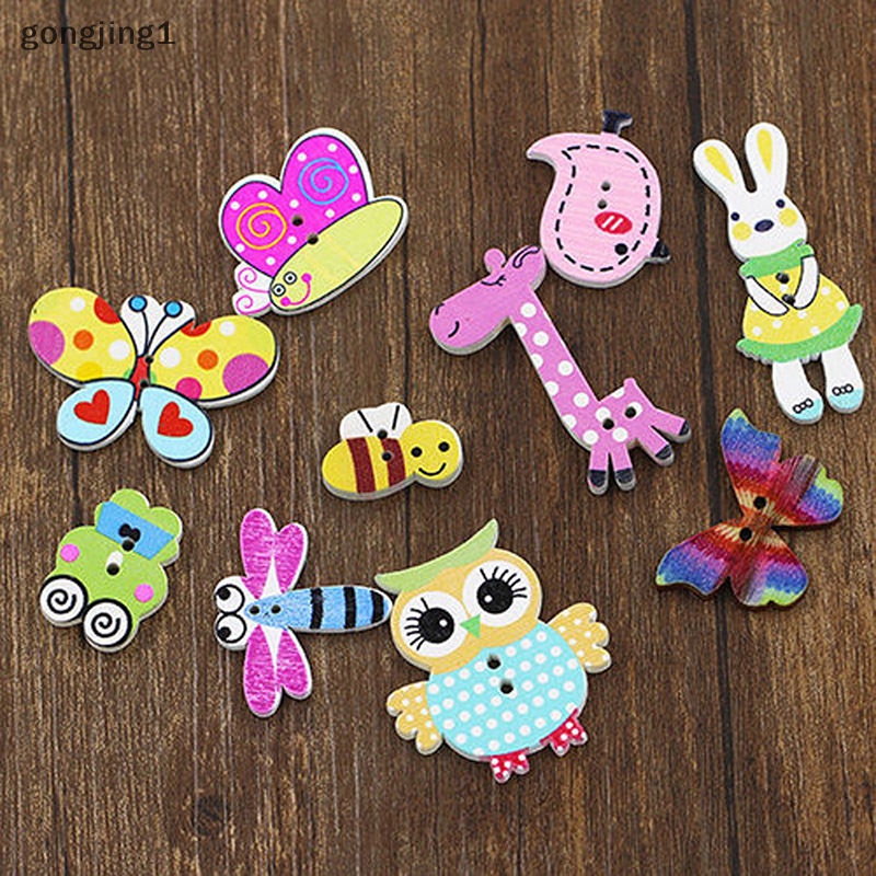 Ggg 50Pcs Campur DIY Populer Scrapbooking Kancing Kartun Jahit Hewan Craft ID