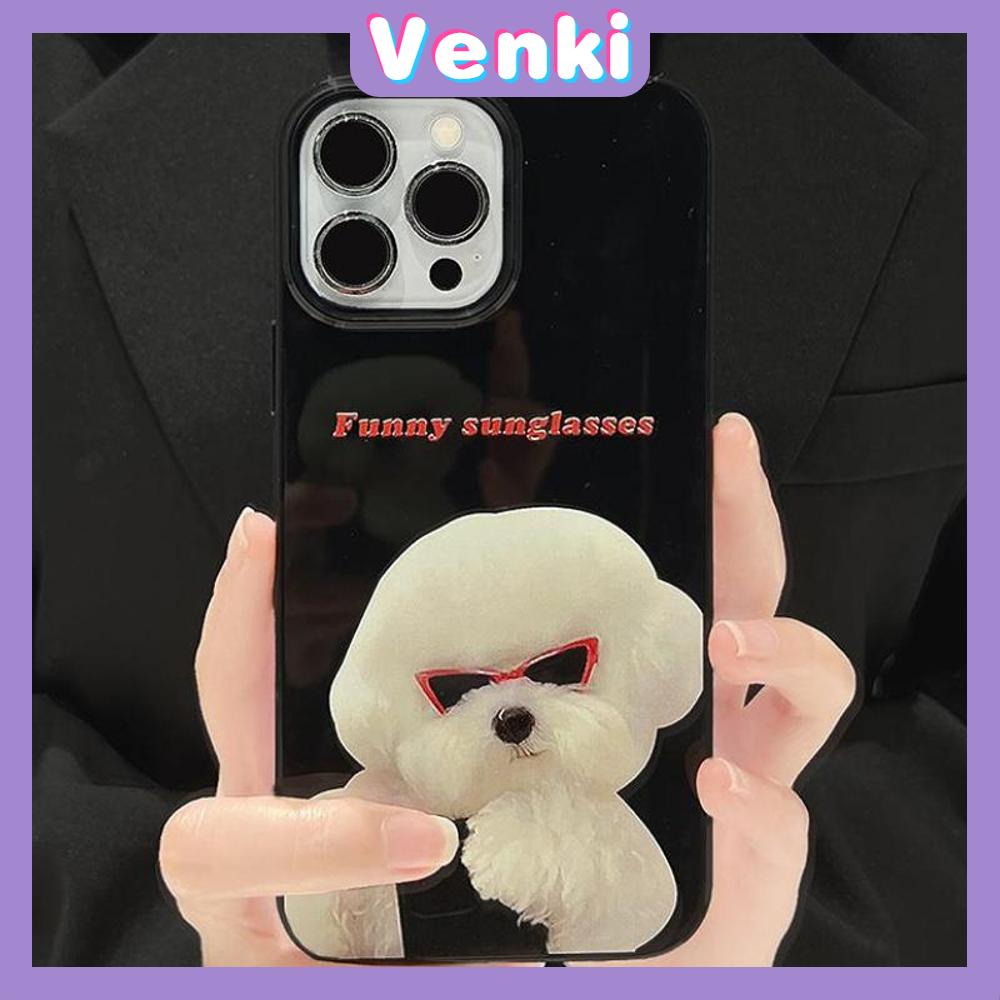 VENKI - For iPhone 11 iPhone Case Black Glossy TPU Soft Case Shockproof Protection Camera Cute Sunglasses Dog Compatible with iPhone 14 13 Pro max 12 Pro Max xr xs max 7Plus 8Plus