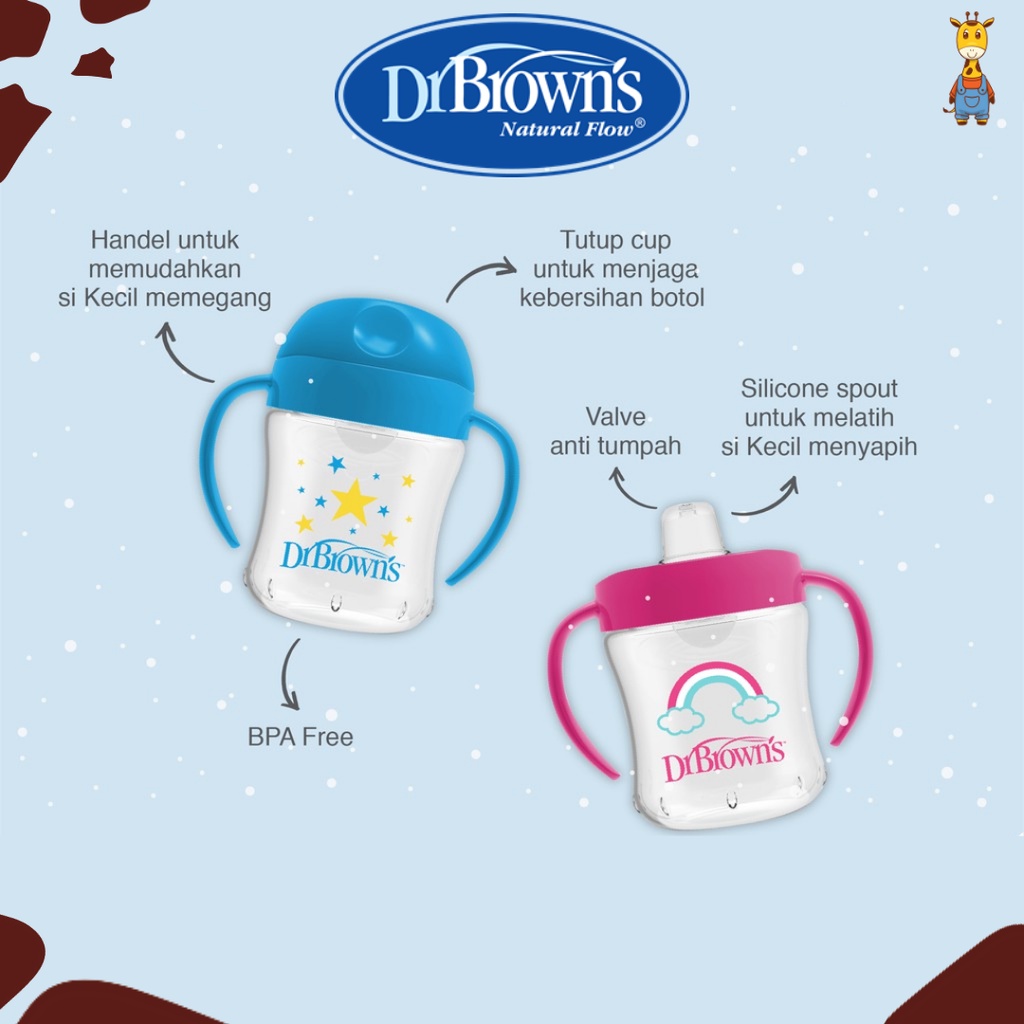 Dr. Brown's 6 oz / 180 ml Soft-Spout Transition Cup Stage 1: 6m+ / Botol Minum Anak / Botol Minum Bayi - 61001