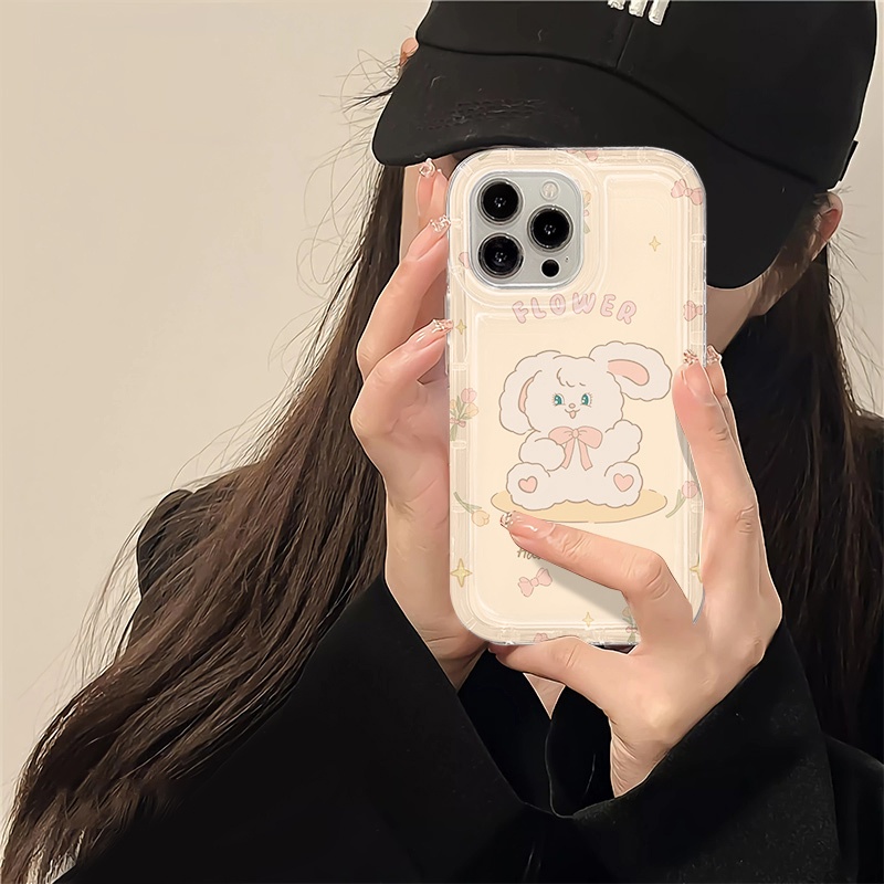 IPHONE Kelinci Lucu Soft Phone Case Kompatibel Untuk Iphone14 13 11 12 Pro XS Max X Xr7 +8 Plus Casing TPU Silikon Shockproof Cover