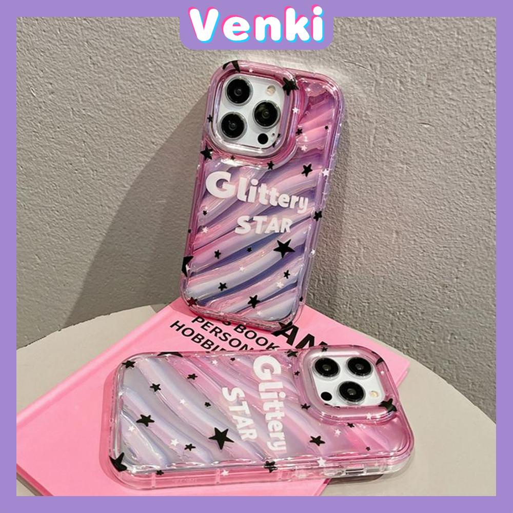 VENKI - For iPhone 11 iPhone Case Laser Reflective Transparent Phone Case TPU Soft Shockproof Airbag Case Protective Camera English Stars Compatible with iPhone 14 13 Pro max 12