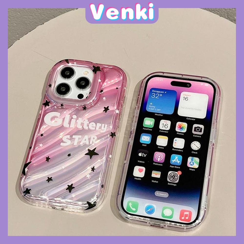 VENKI - For iPhone 11 iPhone Case Laser Reflective Transparent Phone Case TPU Soft Shockproof Airbag Case Protective Camera English Stars Compatible with iPhone 14 13 Pro max 12