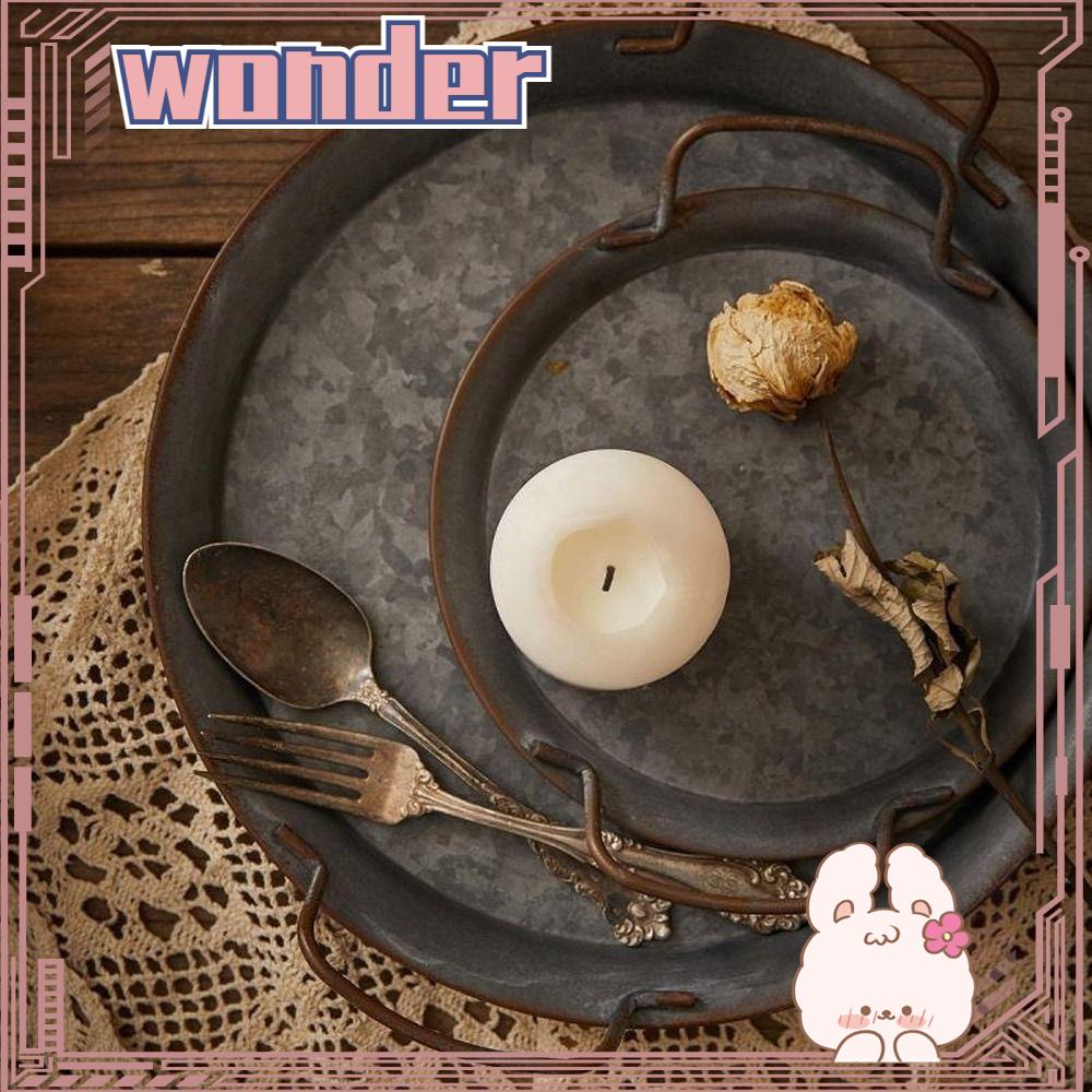 Wonder Retro Plat Logam Dekorasi Rumah Dengan Pegangan Besi Kerajinan Nampan Hias