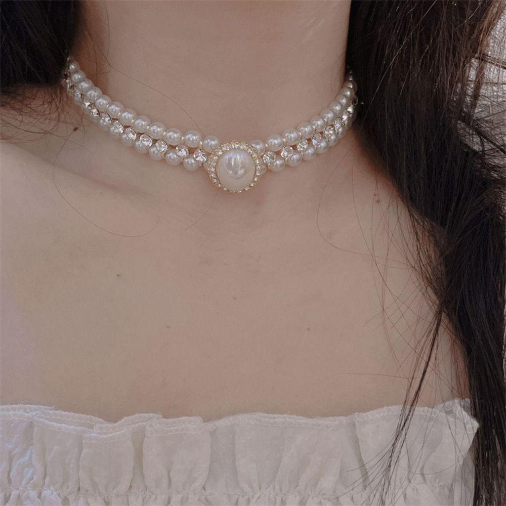 Mxbeauty Mutiara Set Perhiasan Hadiah Perhiasan Pernikahan Perhiasan Kalung Aksesoris Perhiasan Gaya Korea Choker Kepribadian|Anting Mutiara