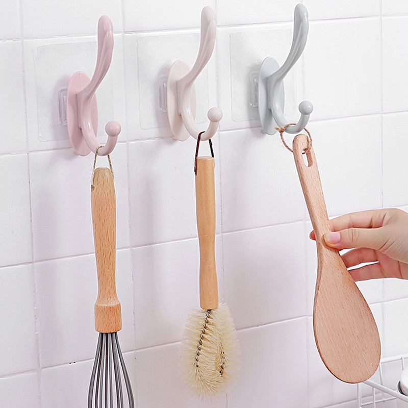 Kreatif Punch Free Hook Multi-Fungsional Harian Yang Dipasang Di Dinding Sederhana Kamar Mandi Ruang Tamu Dapur Baju Topi Penyimpanan Kait