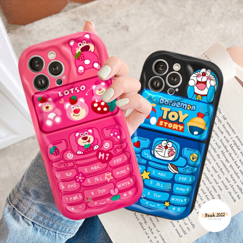 Cute Doraemon Losto Case OPPO A57 A16K A95 A17 A15 A12 A17K A76 A16 A5s A53 A55 A77 A52 A7 A77s A96 A1K A16s A3s A15s A54 A74 A12E A5 A9 A31 3D Wavy Curved Edge Glossy Couple Case