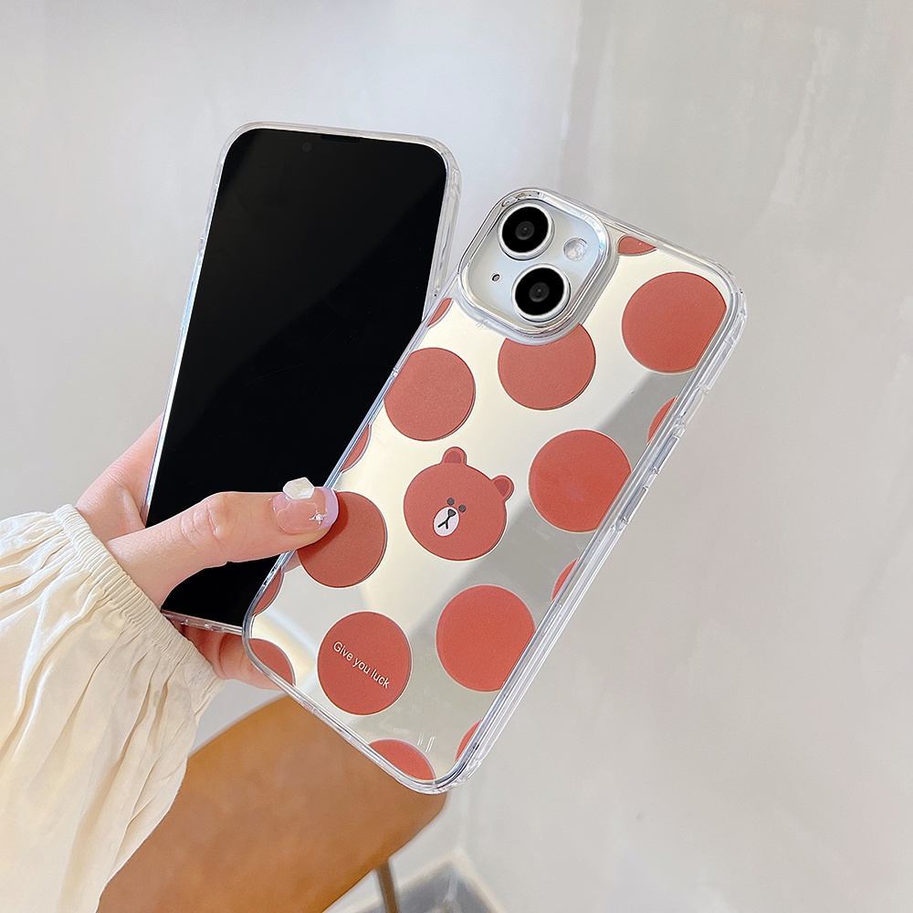 Casing IPhone Ayam Beruang Coklat Lucu Kompatibel Untuk Iphone11 14 Pro Max Makeup Mirror Casing Ip13 Pro Max Iphone12 Case Lembut TPU Belakang Sarung Hp