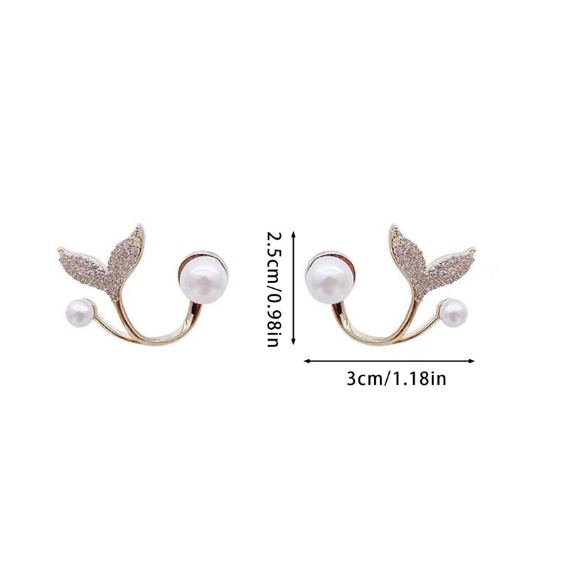 Korea Fashion Fishtail Stud Earrings Untuk Wanita Perhiasan Trendi Simulasi Mutiara Kupu-Kupu Anting Tindik Aksesoris