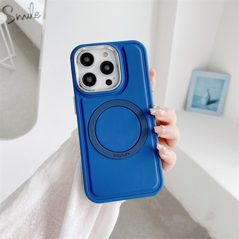 Casing Ponsel Magnetik Silikon Cair Untuk iPhone 13 Pro max Warna solid Casing Tahan Jatuh Untuk Iphone14 11 12 Pro max Casing Kulit Minimalis 14plus