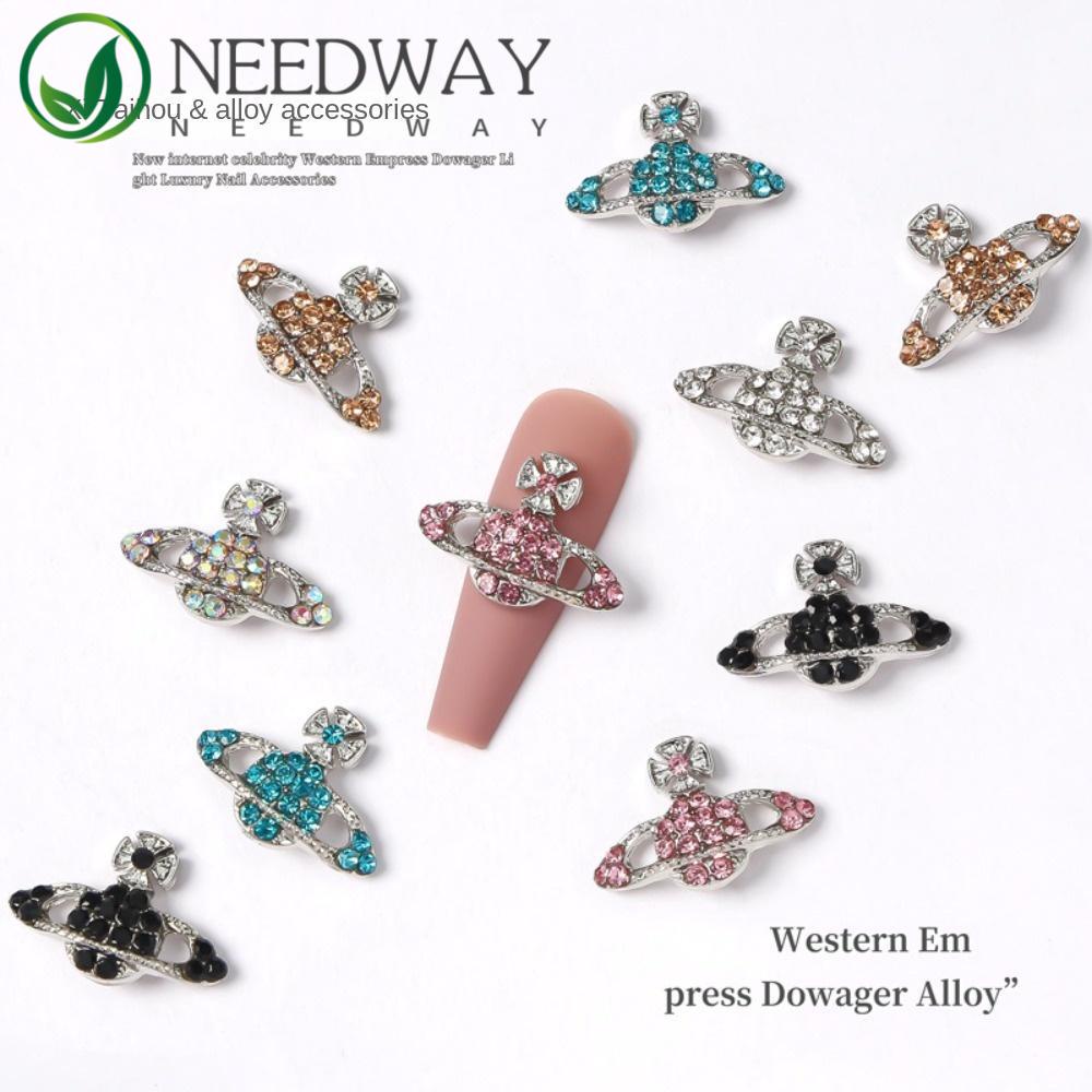 Needway   Kuku Berlian Imitasi Mewah Fashion Barat Empress Dowager Manikur Aksesoris Alloy Cross Jepang Nail Art 3D Nail Art Drills