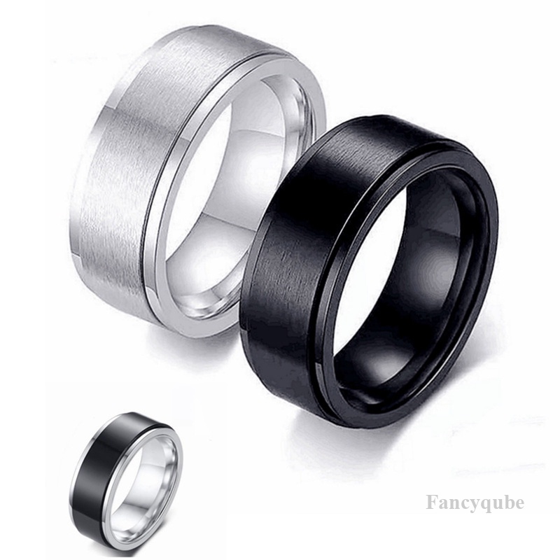 Baru 8 mm Yang Dapat Diputar Cincin Baja Titanium Fashion Trendi Pria Kreatif Rantai Salib Ganda Berputar Cincin Grosir