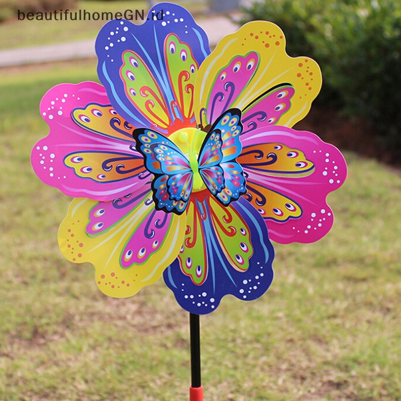 {Cantik} Butterfly Flower Windmill Colorful Wind Spinner Dekorasi Halaman Taman Mainan Anak~