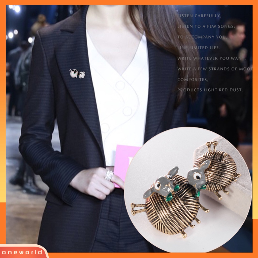 [ONE] Vintage Bola Benang Bentuk Domba Ganda Bros Pin Perhiasan Aksesori Pakaian