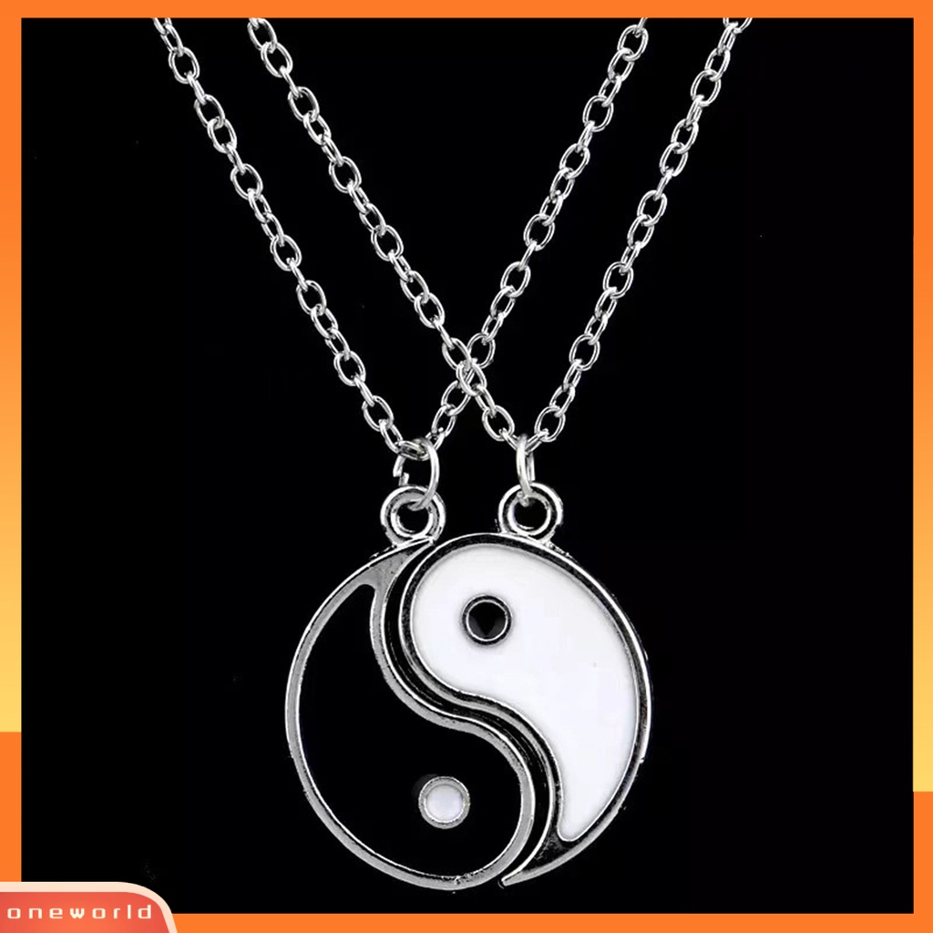 [ONE] 1pasang Kalung Pasangan Eye-catching Karat-Bukti Alloy Unisex Kalung Tai Chi Liontin Untuk Wanita