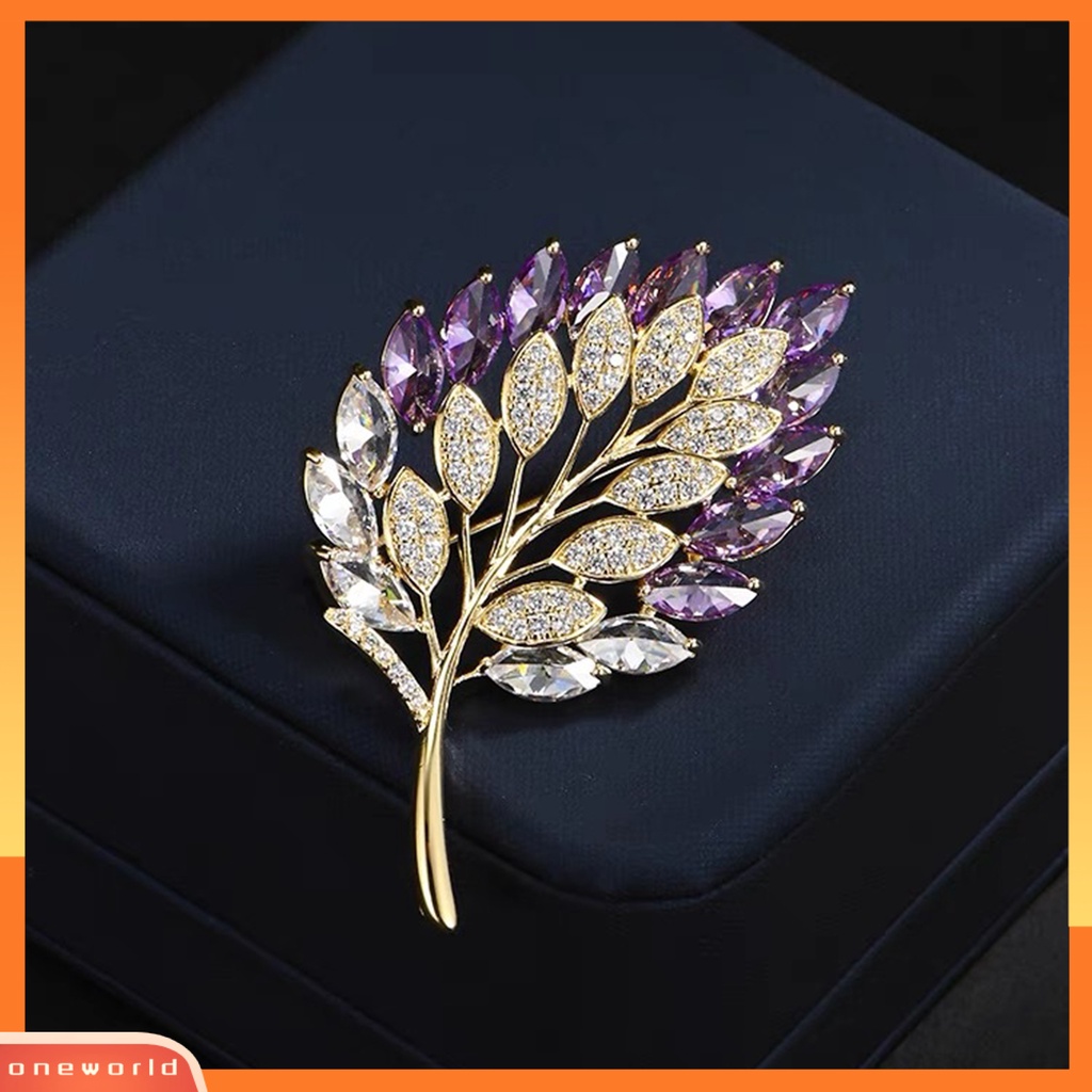 [ONE] Bros Grace Berlian Imitasi Elegan Berongga-out Daun Bros Pin Aksesoris Baju