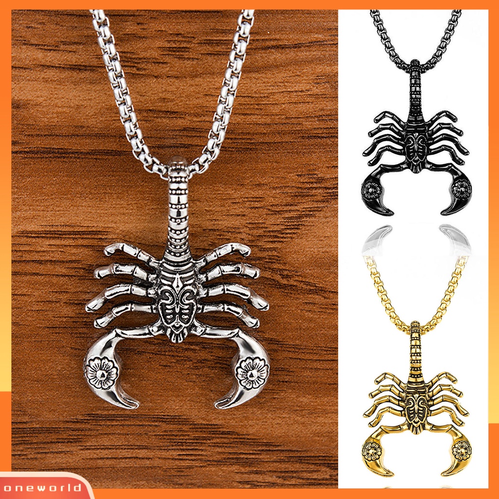 [ONE] Kalung Liontin Portabel Keras Patah Bahan Alloy Hollow Bentuk Scorpion Unisex Necklace Untuk Harian