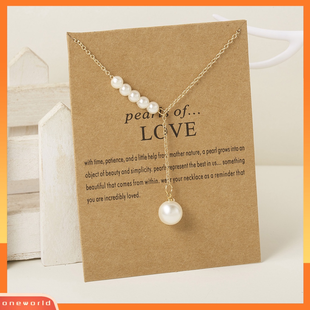 [ONE] Wanita Kalung Multi Gaya Mutiara Imitasi Stainless Bentuk Bulan Leher Rantai Hadiah