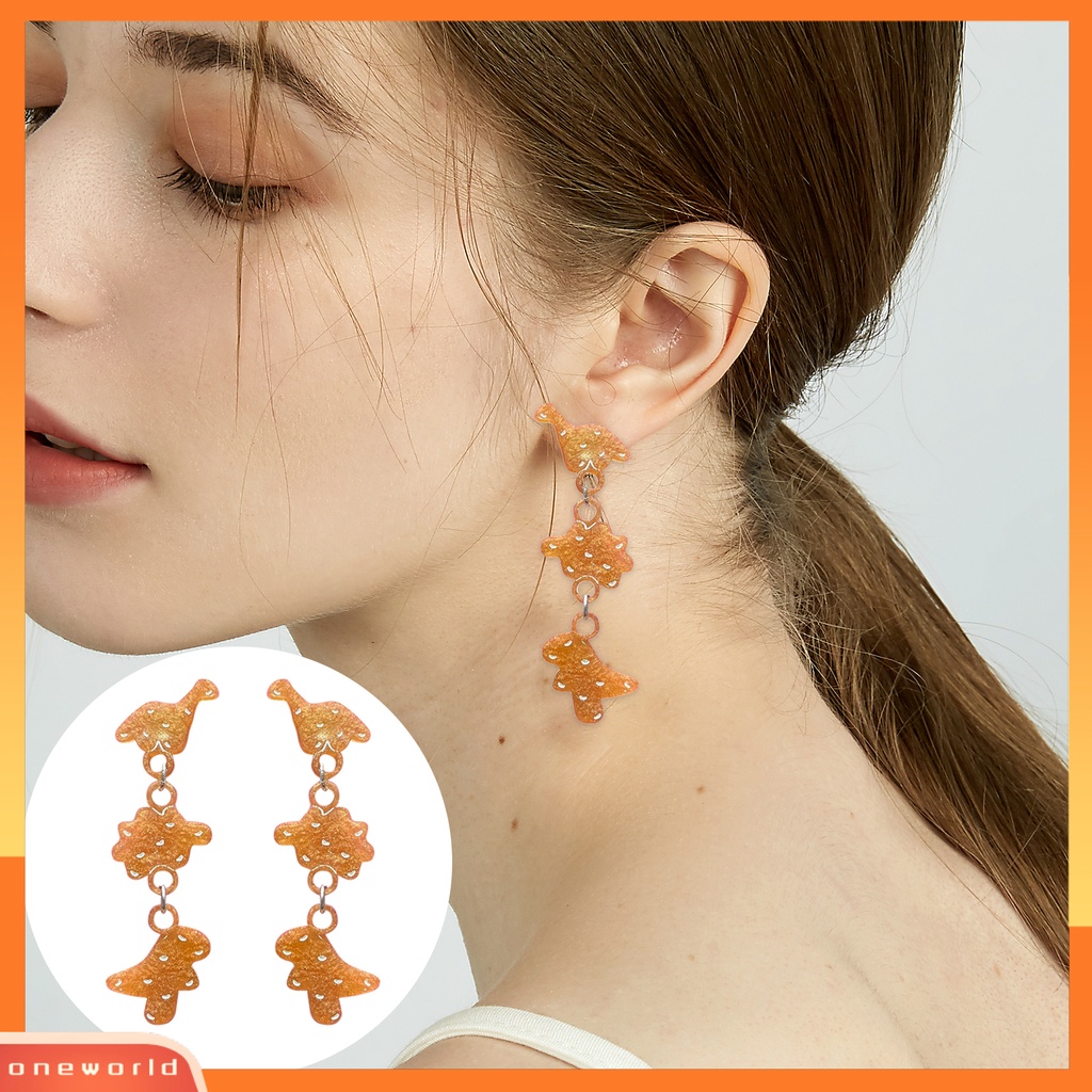 [ONE] 1pasang Anting Liontin Dengan Liontin Dinosaurus Geometris Nugget Polymer Clay Handmade Menjuntai Earrings