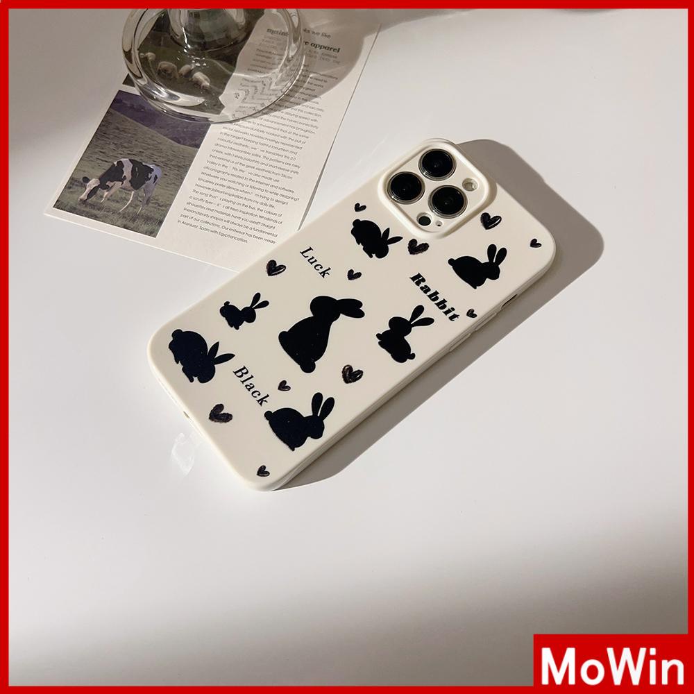 Case iPhone 14 Pro Max iPhone Case Cream Glossy Soft CaseTPU Tahan Guncangan Kamera Case Perlindungan Lucu Hitam Kelinci Kompatibel dengan iPhone 13 Pro Max 12 Pro Max 11 Xr Xs Max 7Plus 8Plus